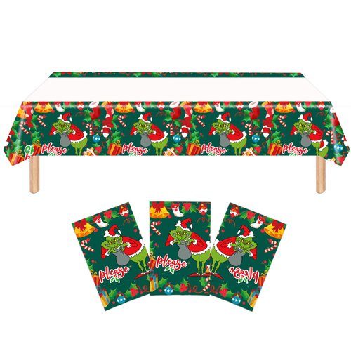 ZAKVOOR 4 Pack Party Tablecloths, Christmas Disposable Plastic Rectangle Table Covers for Birthda...