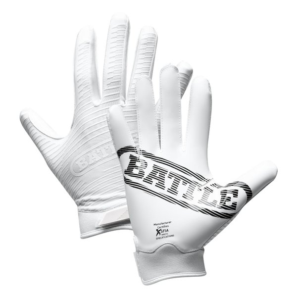 Battle Sports Doom 1.0 Wide Receiver Football Gloves - Youth and Adult Football Gloves - Ultra Stick Gloves - Adult Medium, White