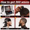 Roman-T 8-in-1 360 Wave Brush Kit for 360 Waves - 3 Brushes, Soft, Medium & Hard - 2 Silky Satin Durag - Black & Black Paisley, Hand Mirror, Comb, Hair Brush Cleaner - Gift Set