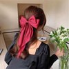 EIOAUY Big Bows Hair Clips for Women Long Tail Bow Hairpin Soft Silky Satin Hair Hairpin Metal Clips French Barrettes Cute Hair Clips Gifts for Women Girl (Red)