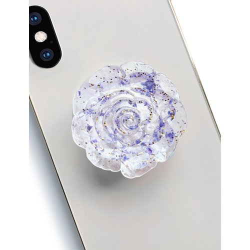 Kasitus Cute Clear Flower Shape Collapsible Expandable Translucent Stand Multi Functional Mobile Phone Grip & Kicktand（Purple）