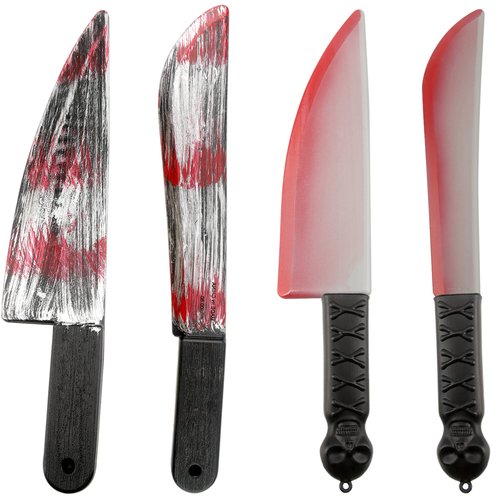 Cagemoga 4 Pieces Halloween Machete Prop Fake Halloween Knife Toy Halloween Realistic Prank Props for Halloween Haunted House Cosplay Party Supplies