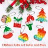AMUHUA Christmas Party Favors for Kids - 24 Pack Mini Pop Fidget Keychain with Gift Cards for Toddler Kids Classroom Gifts Christmas Stocking Stuffers Gifts, Christmas Treats Goodies