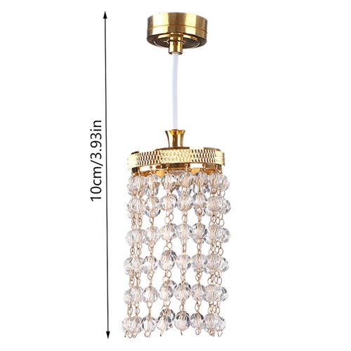 LUOZZY Dollhouse Chandelier Lights Hanging Lamp Miniature Chandeliers for Dollhouse Crystal Chandelier Led Dollhouse Lighting (Gold)