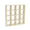 Miniature Furniture Wooden Storage Rack 16 Grid Shelves 1:12 Dollhouse Accessories Bookshelf Display Shelf Wall Rack Stand Mini House Scene Decoration (Beige)