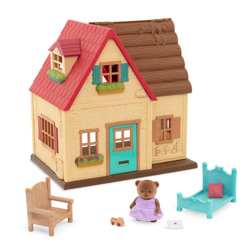 Li’l Woodzeez – Sunny Acres Country House – Dollhouse Playset with Furnitures & Accessories – 1 Doll Figure Included – Pretend Play for Ages 3+