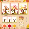 WATINC Fall Thankful Tree Handprint Crafts - 30Pcs DIY Thanksgiving Gratitude Tree with Maple Leaves Stickers, Make Your Own Thank You Greeting Cards Gifts for Mom Dad