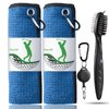 Favritt Golf Towel for Golf Bag with Clip and Accessories Set |2 Golf Towels | Golf Cleaning Brush |Golf Gifts for Men, Women