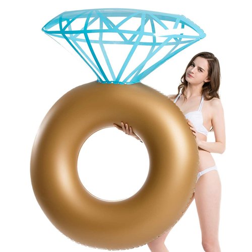 Jasonwell Inflatable Diamond Ring Pool Float - Engagement Ring Bachelorette Party Float Stagette Decorations Swimming Tube Floaty Outdoor Water Lounge for Adults & Kids