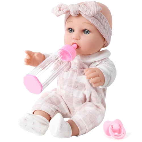 BDDOLL 12 Inch Baby Doll and Clothes Accessories Playset with Feeding Bottle Pacifier First Baby Dolls for Toddlers 36 Months and Up