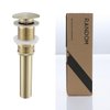 RANDOM Brushed Gold Sink Drain Stopper without Overflow Bathroom Pop Up Drain Faucet Assembly Stopper for Vessel Vanity Sink Solid Brass RD83001BG.