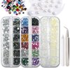 Lifextol Rhinestones for Crafting Nail Pearls for Nail Art Flatback Pearls for Crafts Rhinestones for Nails Face with Tweezers and Picking Pen, Kit C