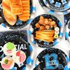 100 Pcs 13th Birthday Decorations for Boys Official Teen 13th Supplies Plates Napkins Forks Set Disposable Blue 13th Birthday Tableware Paper Plates Dinnerware for Kids Teenager Favors Serve 25