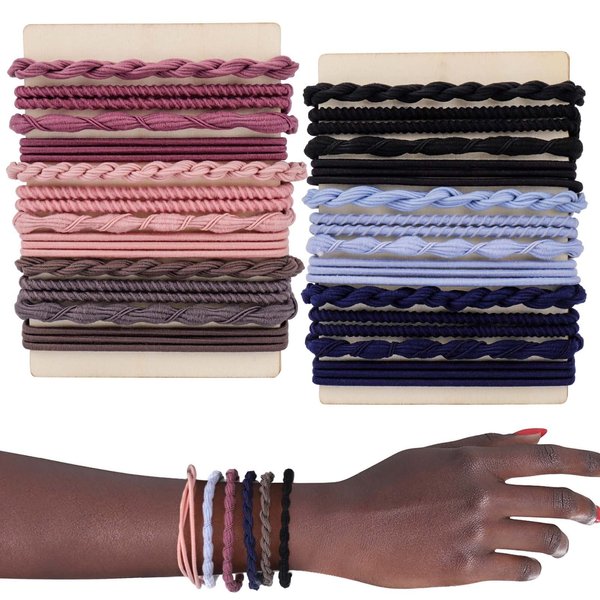 AIERSA 24 Pcs Oversize Bracelet Hair Ties for Women/Girls,Will Not Strangle The Wrist,Boho Hair Tie Bracelets,Cute Bracelet Ponytail Holders,No Damage Hair Elastics Band for Thick Hair Curly Hair