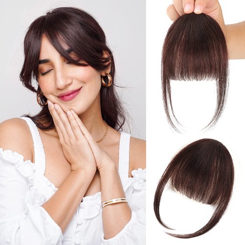 YOGFIT Clip in Bangs 100% Human Hair Wispy Bangs Clip in Hair Extensions, Wispy Bangs Fring with ...