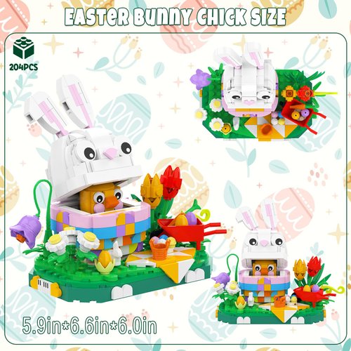 Nubee Easter Bunny Chick Building Sets, Cute Rabbit Easter Basket Stuffers Toy Gift for Teens Kids Boys and Girls Age 6+(400PCS)