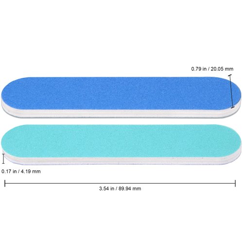 25pcs - PANA Mini Double-Sided Emery Nail File for Manicure, Pedicure, Natural, and Acrylic Nails - Blue/Light Blue (Grit 180/240)