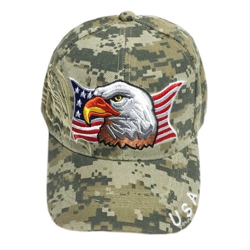 3D Emboridered Patriotic USA American Flag Flying Bird Design Baseball Cap Hat Visor (Army Digital Camo)