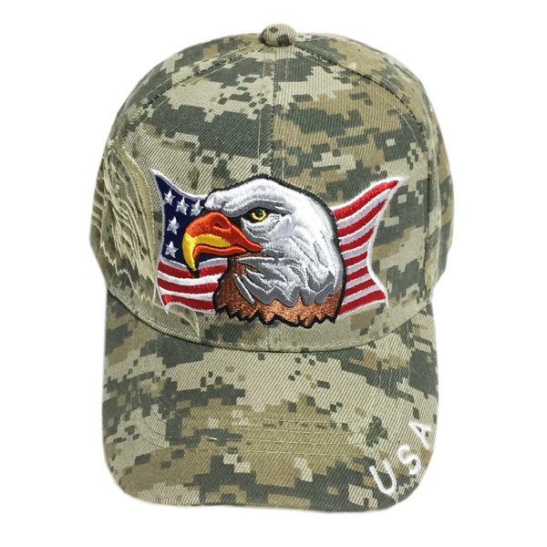3D Emboridered Patriotic USA American Flag Flying Bird Design Baseball Cap Hat Visor (Army Digital Camo)