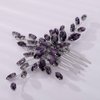 Teyglen Women Dainty Simple Full Rhinestones Red Blue Black Bride Wedding Hair Comb Luxurious Hair Accessories Shiny Rhinestones Bridal Side Hair Combs for Women Bride Girls (Purple)