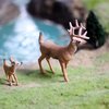 Gemini&Genius Whitetail Deer Animal Toys for Kids, Deer Figurines with Cub, 2Pcs Reindeer Family Woodland Animal Toys, Great for Kids Party Favors, Treasure Box Prizes, Family Fun or Cake Toppers