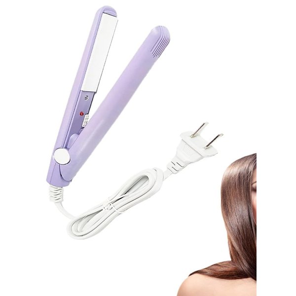 WenTigDY Hair Straightener, 2 in 1 Hair Curler, Mini Hair Straightener, Hairstyling Iron Heating Curler, Tourmaline Ceramic + Plastic, 190C, for Travel, Dormitory or Home (Purple)