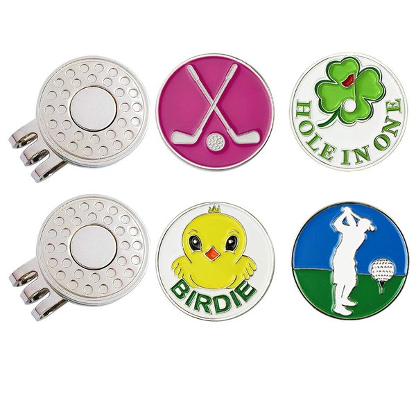 GOLTERS Golf Ball Markers with Hat Clips Value Sets for Men Women Golfer, Removable Attaches Easily to Golf Cap Premium Gifts (Mixed 4 Ball Markers)