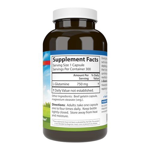 Carlson - L-Glutamine, Free-Form Amino Acid, 750 mg, Muscle Tissue Production, 300 Capsules