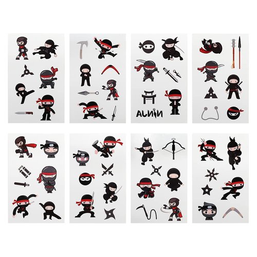 24 Sheets Ninja Temporary Tattoos, Ninja Warrior Birthday Decorations Party Favors