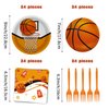 BQK 96 Pcs Basketball Plates Basketball Party Supplies Including Basketball Plates and Napkins Party Supplies, Forks Basketball Party Favors for Kids Basketball Birthday Decorations