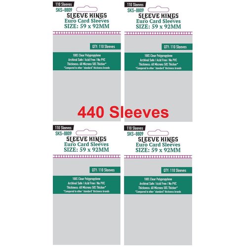 Sleeve Kings Euro Card Sleeves 59 X 92 mm (4x110 Pack, 440 Sleeves)