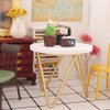NUOBESTY Dollhouse Table Miniature Coffee Table Wooden Mini Circle Table Model 1:12 Miniature Furniture Scenes Decoration