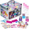 Townley Girl DIY Train Case Makeup Beauty set Includes Bracelet Beads & String, Tattoos, Lip Gloss, Hair Clips, Nail Polish & Much More for Girls, Ages 6+ Perfect for Parties, Sleepovers & Makeovers