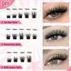 Fluffy Lash Clusters Kit 100pcs DIY Lash Extension Kit, Wispy Lash Clusters Kit Natural 8-16mm D Curl Eyelashes Extension Kit with Lash Bond and Seal and Lash Tweezers(100P-20Z-Kit)