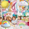 4th Birthday Decorations Girl, 4th Rainbow Birthday Balloons Set with Sun Rainbow Gradient Stars and 40 Inch Number 4 Foil Balloon for Rainbow Theme Girls 4th Birthday Party Decoration Supplies