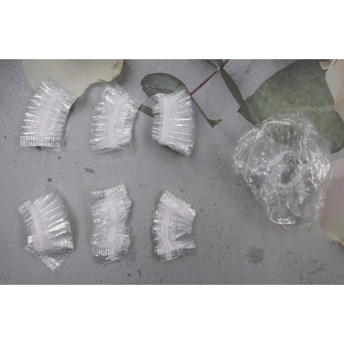 Sowaka 50 Pcs Ear Cap Disposable Clear Elastic Waterproof Ear Protectors Covers for Shower Hair Dye Bathing Spa Home Hotel Hair Salon