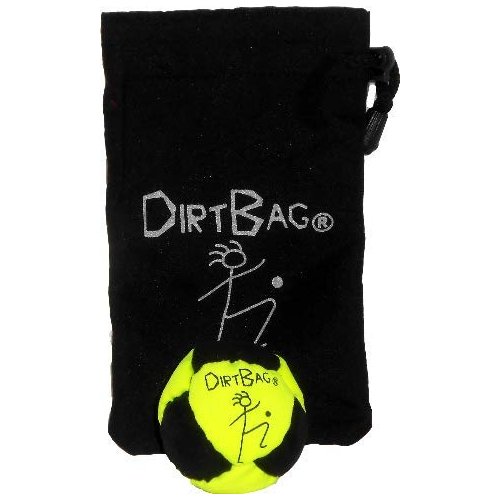 DIRTBAG Classic Footbag Hacky Sack with Pouch, Flying Clipper Original with Signature Carry Bag - Fluorescent Yellow/Black.