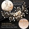 ULTIMUTE Hair Comb and 4 Pins Bridal Hair Accessories, Pearl Crystal Rhinestone Wedding Hair Comb and Hair Pins for Brides Bridesmaids Women Girls (Gold, 5 Pieces)
