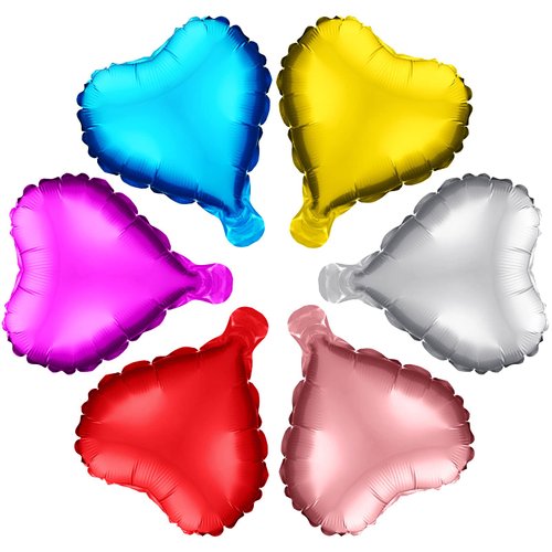 Skylety 60 Pieces Heart Shaped Foil Balloons 10 Inch Valentines Day Balloons Colorful Heart Balloons Aluminum Foil Balloons for Birthday Party Valentine's Day Wedding Baby Shower Decoration