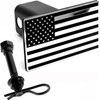 eVerHITCH US American Black & Chrome Flag Emblem Trailer Metal Hitch Cover Fits 2" Receivers