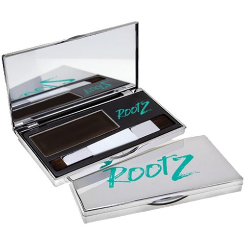 Rootz Deep Dark Brown Grey Root Touch Up Temporary Concealing Powder with Unique Dual Action Brush - Instantly Cover Grey Roots, Shape & Thicken Eyebrows - Smudge Proof, Waterproof & Wax Free