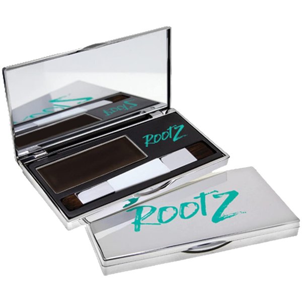 Rootz Deep Dark Brown Grey Root Touch Up Temporary Concealing Powder with Unique Dual Action Brush - Instantly Cover Grey Roots, Shape & Thicken Eyebrows - Smudge Proof, Waterproof & Wax Free