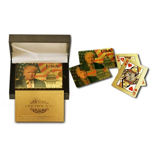SW Donald Trump Playing Cards - Gold Plated Playing Cards Gold Plated Deck of Waterproof Poker Cards w/Case for Game for Table Games