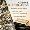 Wyspell Classic Tarot Cards with Guide Book - 78 Gold Tarot Cards for Beginners Tarot Cards Set - Black Tarot Decks with Guidebook - Original Tarot Cards Deck - Tarot Deck with Guidebook