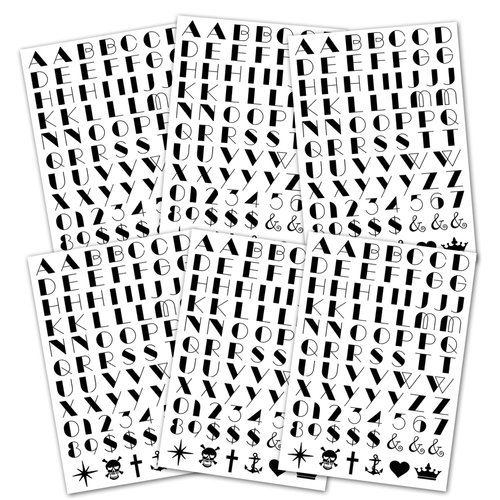 6 Sheets Knuckle Temporary Tattoos - Party Favors Letter and Number Fake Tattoos for Adults and Kids, Perfect for Finger, Arm, Body, and Face