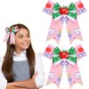 School Bows for Girls And Teacher, 2pcs Back To School Bows Hair Clips for Hair Accessories, 3D Apple Pattern With Bows Design Hairbows Kindergarten Girls Students Toddler Hair Accessories