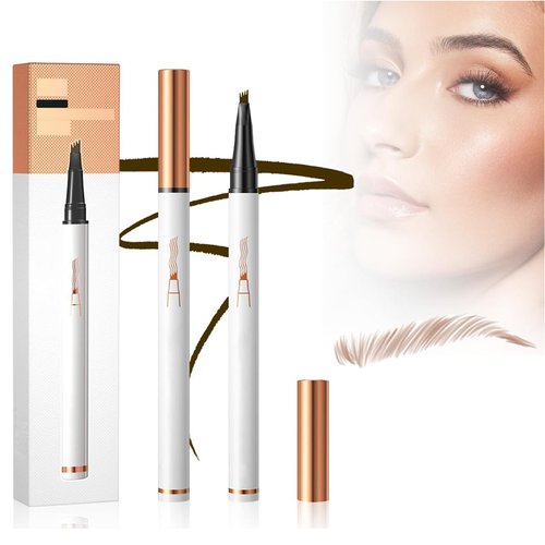 Eyebrow Pencil with 4 Fork Tip,2024 New 3D Waterproof Eyebrow Pencil,Microblading Eyebrow Pen 4 Fork Tip Tattoo Pencil,Eyebrow Pencil with Micro-Fork Tip for Women (A-Light Brown)