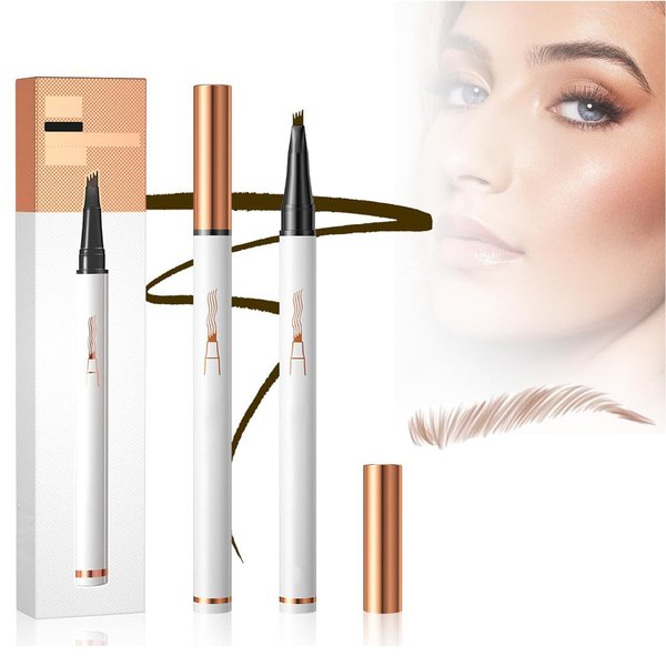 Eyebrow Pencil with 4 Fork Tip,2024 New 3D Waterproof Eyebrow Pencil,Microblading Eyebrow Pen 4 Fork Tip Tattoo Pencil,Eyebrow Pencil with Micro-Fork Tip for Women (A-Light Brown)