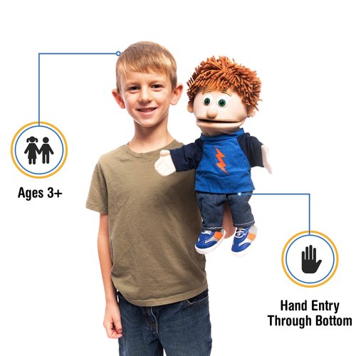 14" Tommy, Peach Boy, Hand Puppet, White