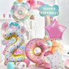 HADCKJA Donut Birthday Party Decorations Donut Balloons Party Supplies with 2nd Foil Balloon Candy Pink White Donut Star Balloons for Sweet Birthday Party Boy Girl Shower Wedding Decorations 5 Pcs